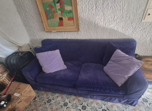 Divano posti tessuto blu - divano, 2