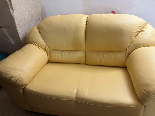 Divano posti pelle giallo - divano,