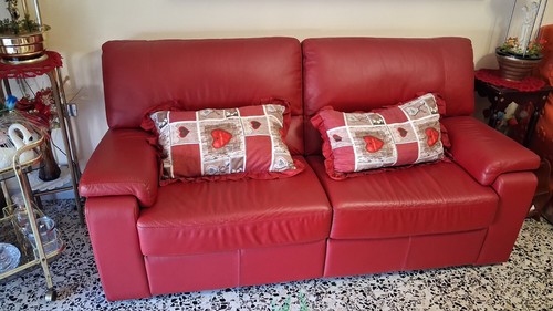 Divano posti pelle rossa - divano,